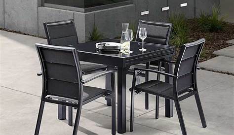 Table de jardin extensible en aluminium effet teck noir