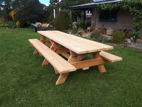 Table de piquenique pour 10 personnes, grande table en bois d'extérieur