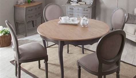 Table en bois ronde avec allonges + 4 chaises Provençales