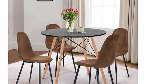 Table Ronde Avec Chaise 120cm Et s Scandinaves Noires Nora