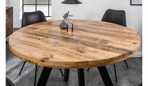 Table de salle à manger ronde en bois et métal style