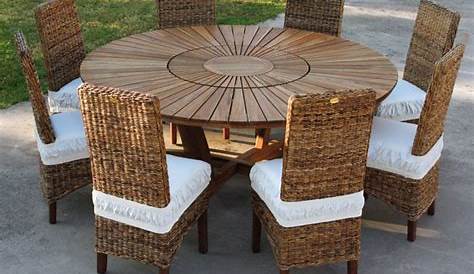 Table de jardin ronde en teck pliante Maison et Loisirs