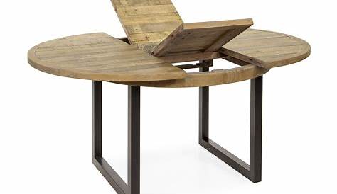 Table ronde extensible bois chêne sonoma et métal noir