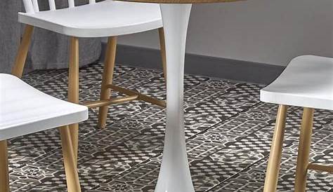 Table Ronde Plateau Bois Pied Blanc Extensible En Massif Éloïse Naturel