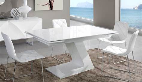 Table de salle à manger design extensible laquée blanche