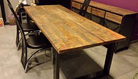 table de salle à manger style industriel acier et bois