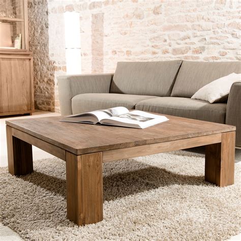 Table basse carrée bois imitation hêtre et blanc 70x70cm ELI ID Market