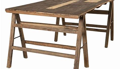Table tréteaux bois recyclé 180x100 JODHPUR Tables à