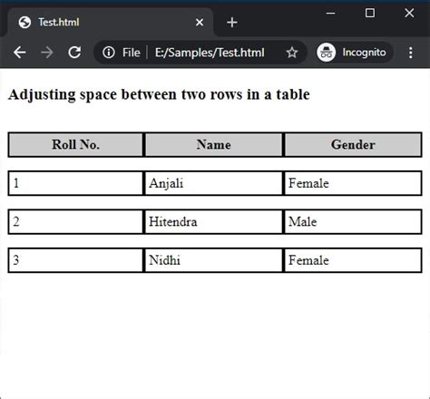 Table Css Line Between Rows