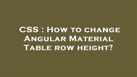 Table Css Row Height
