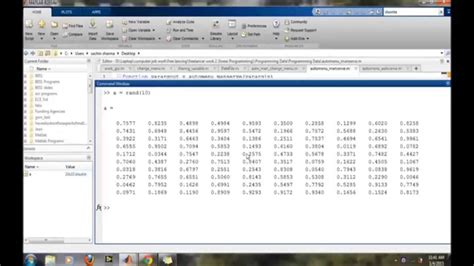 Table Excel Matlab