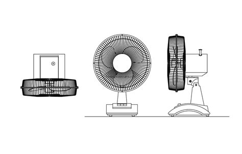 Table Fan Autocad Drawing