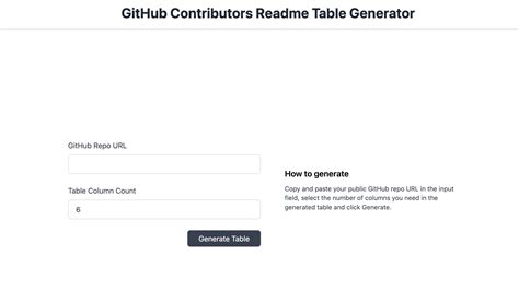 Table Generator Github