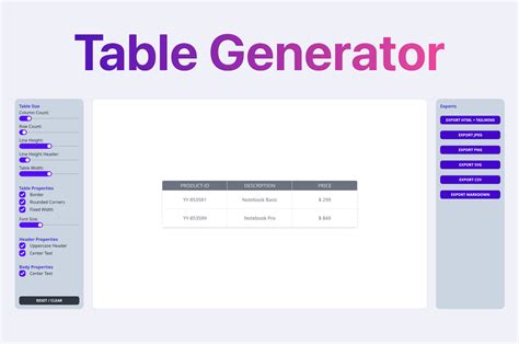 Table Generator Php
