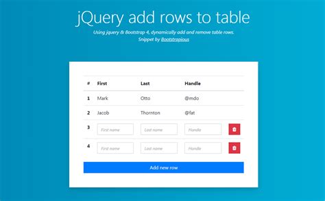 Table Html Add Row