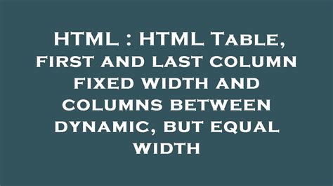Table Html Equal Column Width