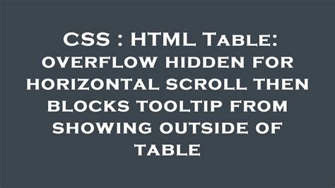 Table Html Overflow Hidden