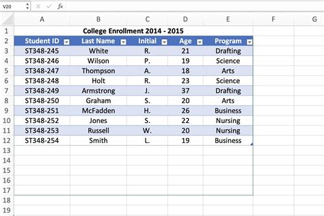Tabel di Excel