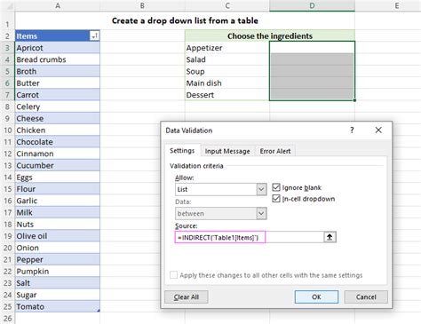 Table In Excel Dropdown