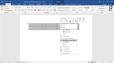 Table In Word Make Columns Same Width