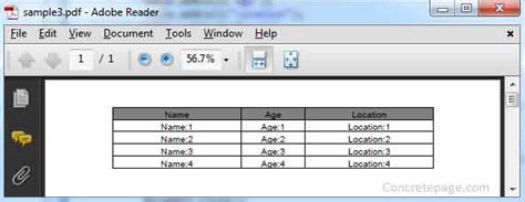 Table Itext Java