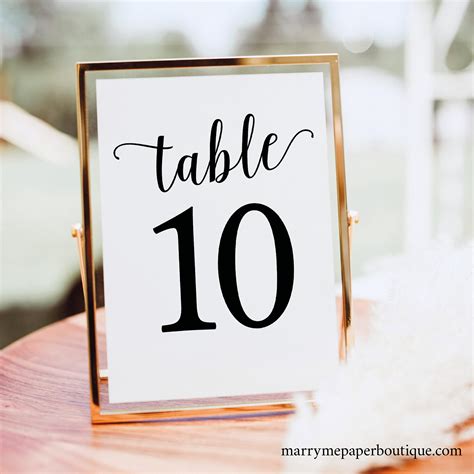 Table Numbers Printable Bronze