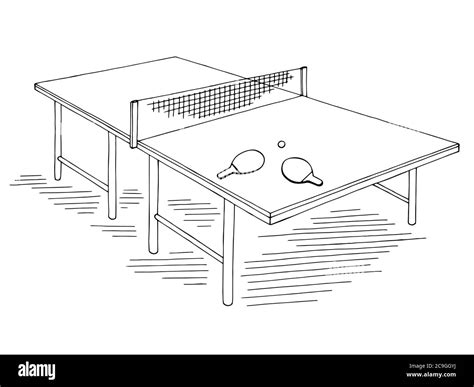 Table Of Table Tennis Drawing