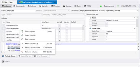 Table Structure Define