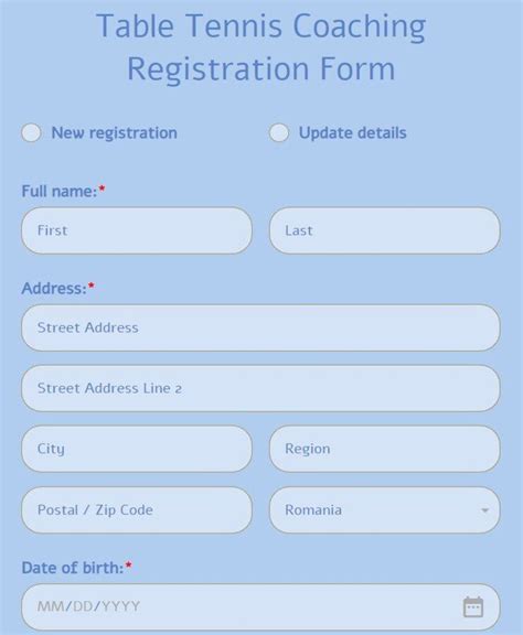 table tennis registration form template