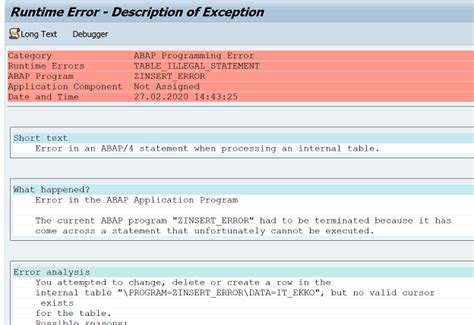 Table_Illegal_Statement In Sap Abap