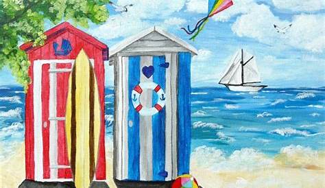 Cabines de plage | Peindre un tableau, Art de la mer, Tutoriels de peinture