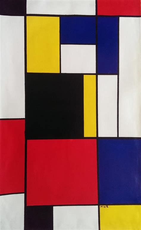 Carrés colorés Mondrian Style Painted Canvas Rug Etsy Mondrian