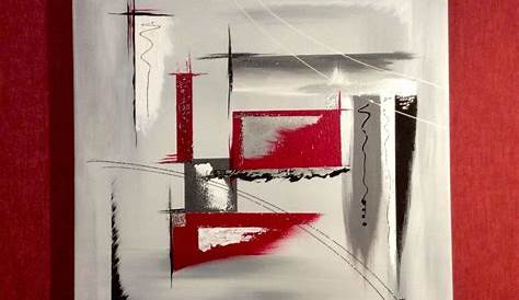 Un tableau abstrait rouge, noir et blanc. Art abstrait