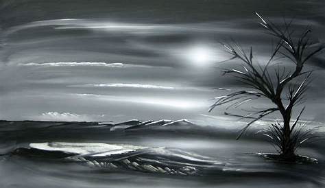PONTON Tableau déco 80x50cm noir et blanc paysage Achat