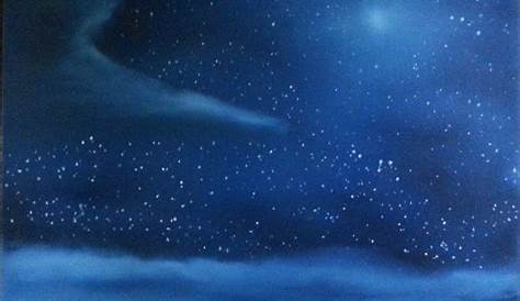 Tableau Nuage Etoile étoile Filante, Peinture De Nuit, Décor Mural En
