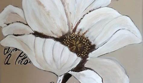 peinture fleur blanche abstraite tableau carré