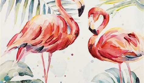 Grand tableau flamant rose pas cher, peinture flamand rose