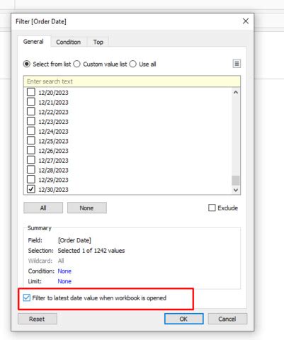 Tableau Date Filter Auto Update