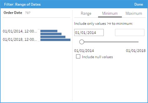 Tableau Filter Date Not Null