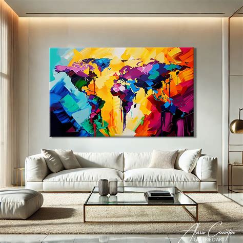 Carte du Monde Tableau Mappemonde Tableau Original Map