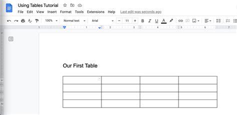 tables for google docs