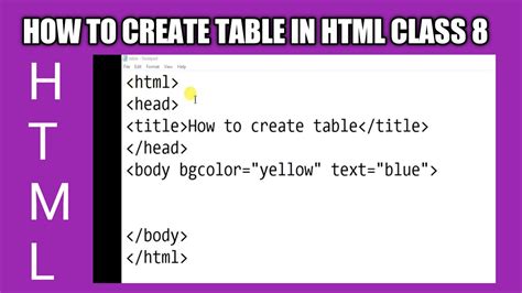 Tables In Html Class 8