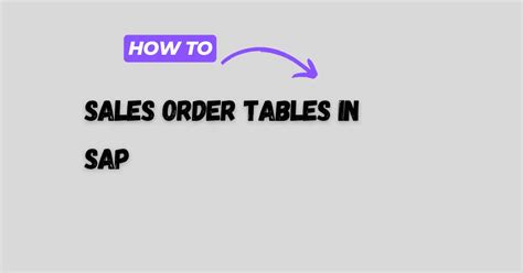 Tables Related To Sales Order In Sap