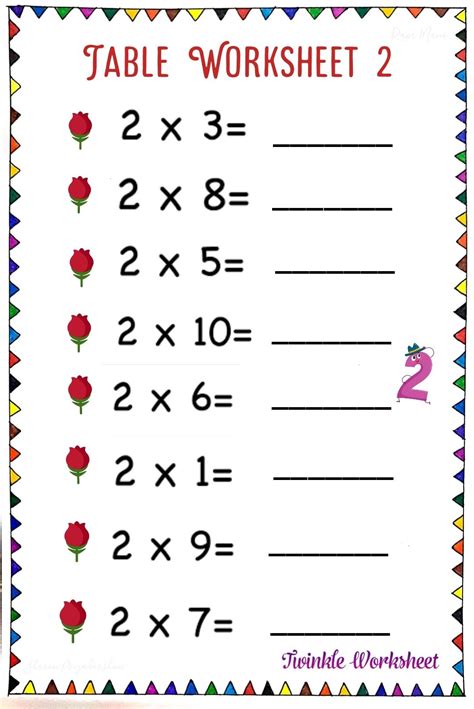 Tables Worksheet For Class 1