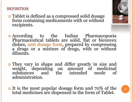 Tablet Definition Pharmacy Slideshare