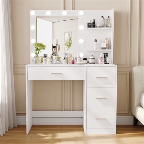 Hollywood Mirrored Glass Dressing Table and Tabletop Mirror with Lights
