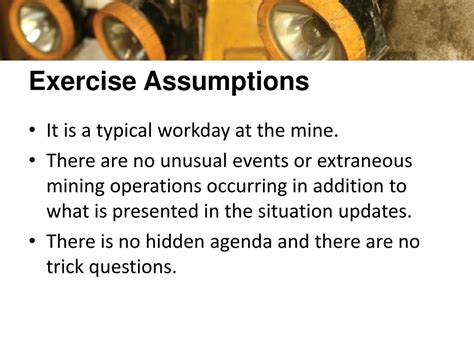 Tabletop Exercise Assumptions