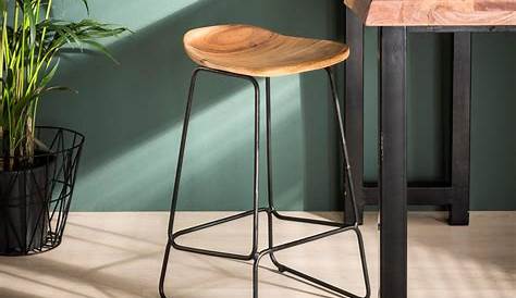 Tabouret De Bar Tango Assise Bois Naturel Structure Acier