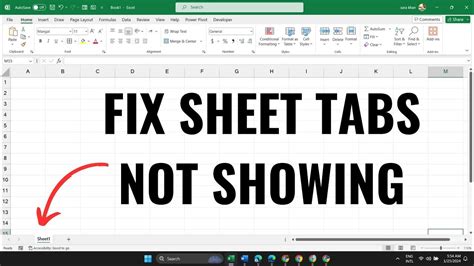 Tabs Excel Not Showing