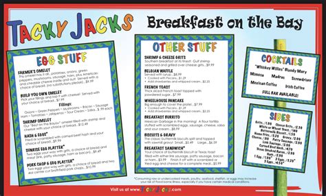 Tacky Jacks Breakfast Menu